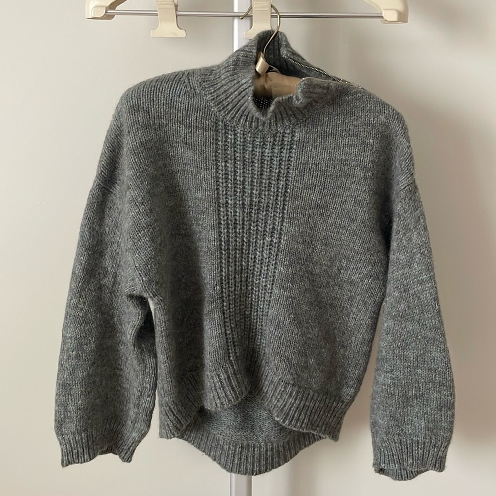 3.1 Phillip Lim alpaca wool blend zipped turtleneck oversized sweater, size XS